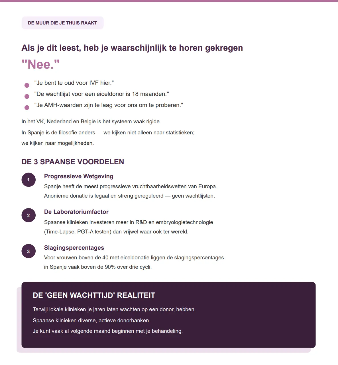 Voorbeeld van de gratis MatchedFertility gids over behandeling in Spanje
