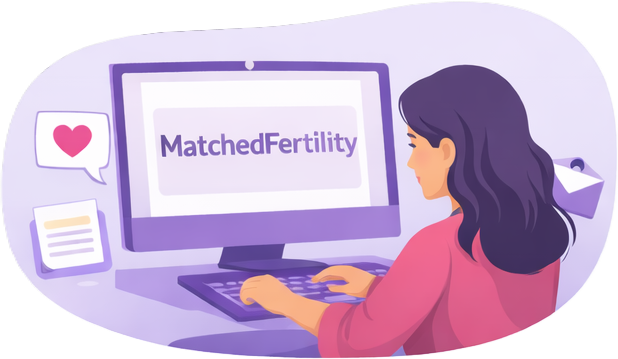Woman filling in the MatchedFertility questionnaire on a computer